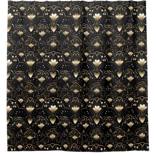 Art Deco Schwarzes Gold Duschvorhang (Vorderseite)