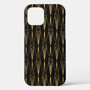 Art Deco: Schwarzes Gold Nahtloser Luxus iPhone 12 Hülle