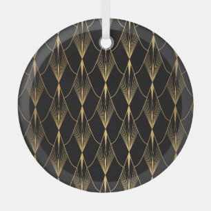 Art Deco: Schwarzes Gold Nahtloser Luxus Ornament Aus Glas