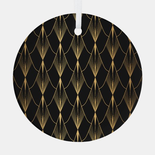 Art Deco: Schwarzes Gold Nahtloser Luxus Ornament Aus Glas (Rückseite)