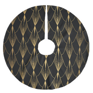 Art Deco: Schwarzes Gold Nahtloser Luxus Polyester Weihnachtsbaumdecke