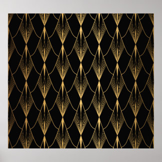 Art Deco: Schwarzes Gold Nahtloser Luxus Poster