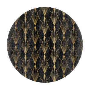 Art Deco: Schwarzes Gold Nahtloser Luxus Schneidebrett