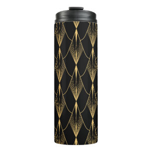 Art Deco: Schwarzes Gold Nahtloser Luxus Thermosbecher