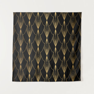 Art Deco: Schwarzes Gold Nahtloser Luxus Wandteppich