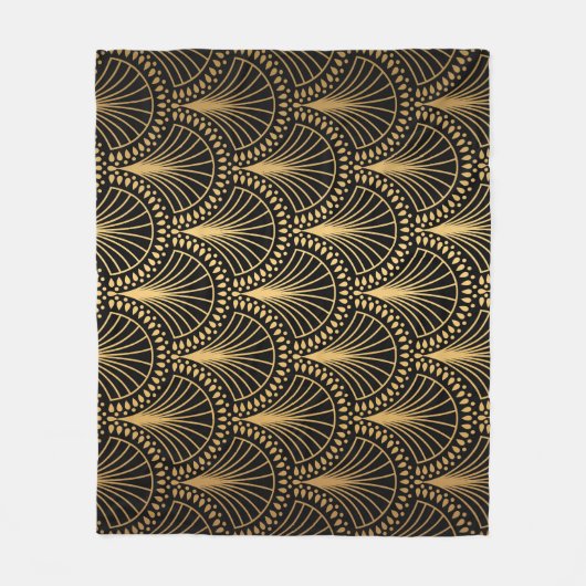 Art Deco, schwarzes Gold, nahtloses Muster. Fleecedecke (Vorderseite)