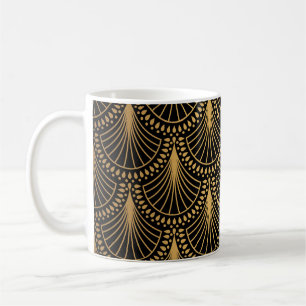 Art Deco, schwarzes Gold, nahtloses Muster. Kaffeetasse