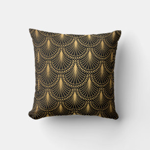 Art Deco, schwarzes Gold, nahtloses Muster. Kissen
