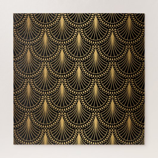 Art Deco, schwarzes Gold, nahtloses Muster. Puzzle (Vertikal)