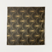 Art Deco, schwarzes Gold, nahtloses Muster. Wandteppich (Vorderseite (Horizontal))