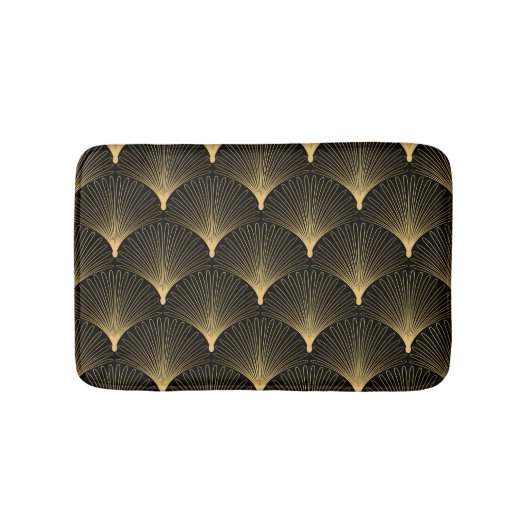 Art Deco: Schwarzes goldenes Muster. Badematte (Vorderseite)
