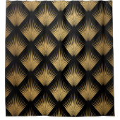 Art Deco, schwarzes goldenes Muster. Duschvorhang (Vorderseite)