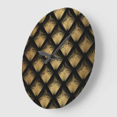 Art Deco, schwarzes goldenes Muster. Große Wanduhr (Winkel)
