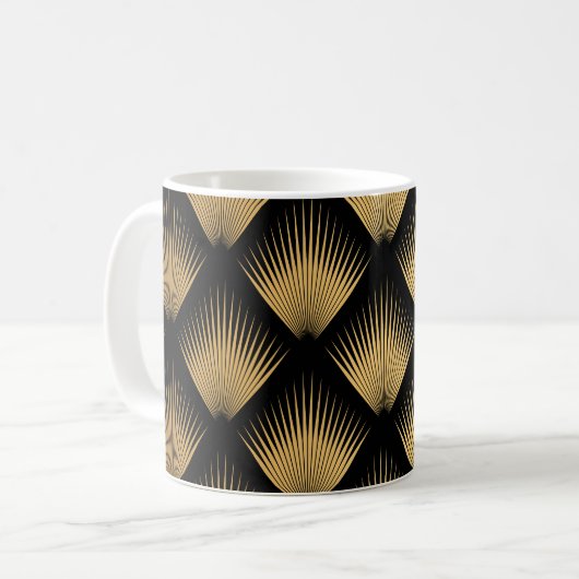 Art Deco, schwarzes goldenes Muster. Kaffeetasse (Vorderseite Links)