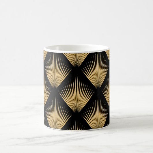 Art Deco, schwarzes goldenes Muster. Kaffeetasse (Mittel)