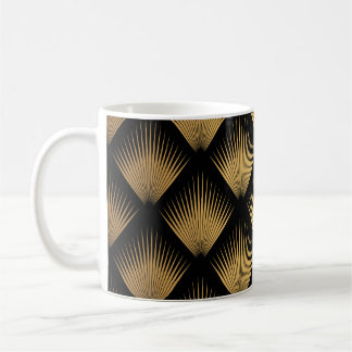 Art Deco, schwarzes goldenes Muster. Kaffeetasse