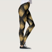 Art Deco, schwarzes goldenes Muster. Leggings (Rechts)