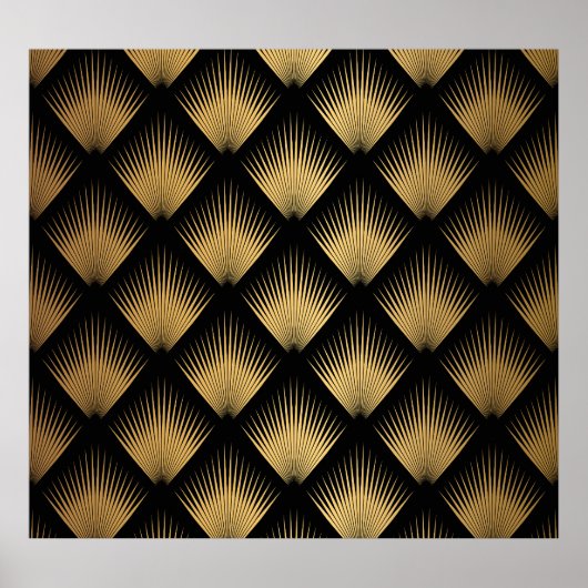 Art Deco, schwarzes goldenes Muster. Poster (Vorne)