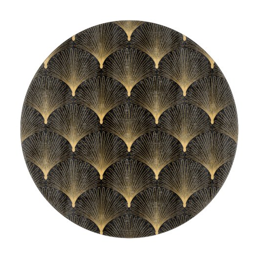 Art Deco: Schwarzes goldenes Muster. Schneidebrett (Vorderseite)