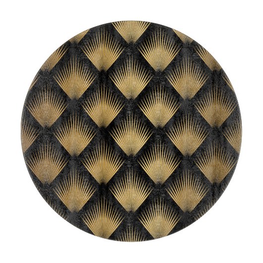 Art Deco, schwarzes goldenes Muster. Schneidebrett (Vorderseite)