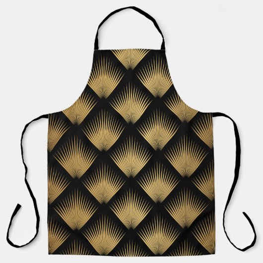 Art Deco, schwarzes goldenes Muster. Schürze (Vorderseite)