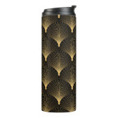 Art Deco: Schwarzes goldenes Muster. Thermosbecher (Nach links gedreht)