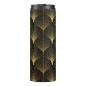 Art Deco: Schwarzes goldenes Muster. Thermosbecher (Rückseite)