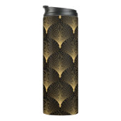 Art Deco: Schwarzes goldenes Muster. Thermosbecher (Nach rechts gedreht)