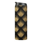 Art Deco, schwarzes goldenes Muster. Thermosbecher (Nach rechts gedreht)