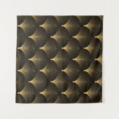 Art Deco: Schwarzes goldenes Muster. Wandteppich (Vorderseite (Horizontal))