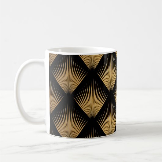 Art Deco, schwarzes Goldmuster. Kaffeetasse (Links)