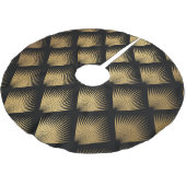 Art Deco, schwarzes Goldmuster. Polyester Weihnachtsbaumdecke (Schrägansicht)