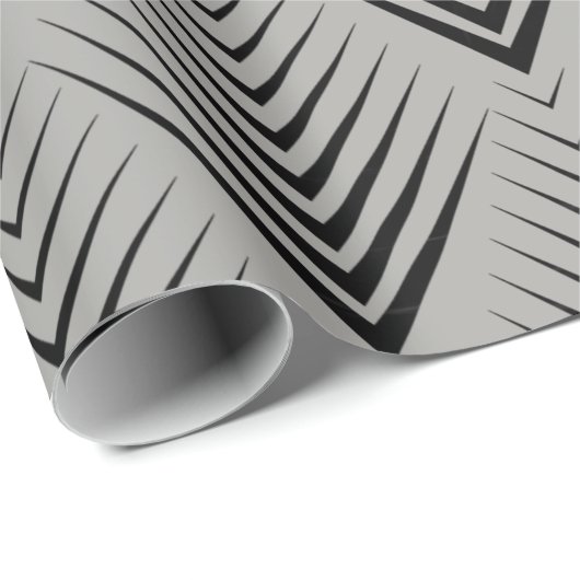 Art Deco Schwarzes Grau Geschenkpapier (Rolleneckpunkt)
