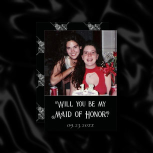 Art Deco   Schwarzes und Silberes Brautparty Foto  Einladung