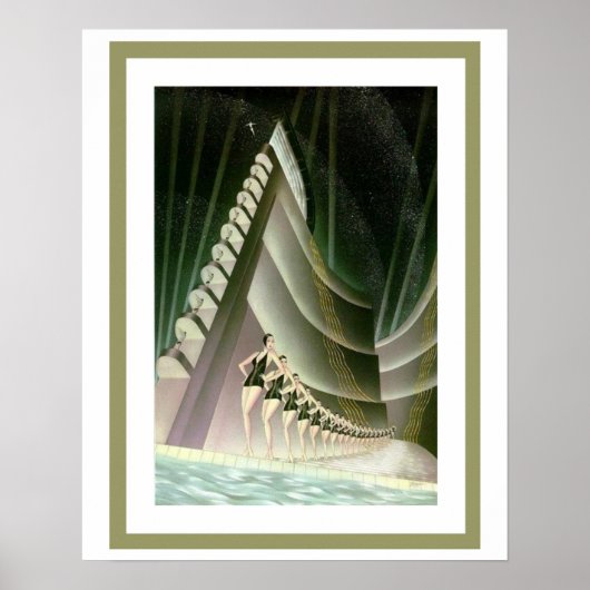 Art Deco Schwimmer Plakat 16 x 20 (Vorne)