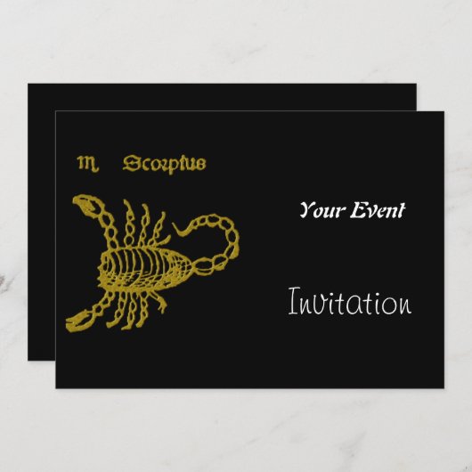Art Deco Scorpio Party Einladung (Vorne/Hinten)