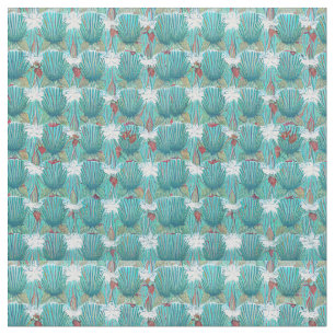 Art-Déco-Sea-Muschel der 1950er Jahre Textile Geom Stoff