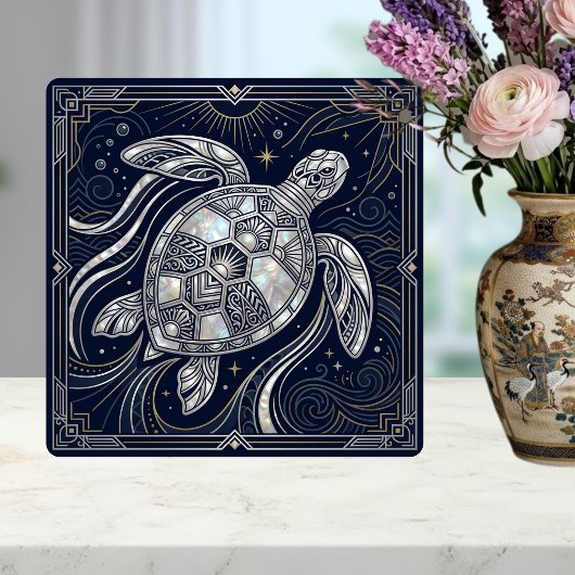 Art Deco Sea Turtle Mother of Pearl Style Tile Fliese