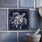 Art Deco Sea Turtle Mother of Pearl Style Tile Fliese