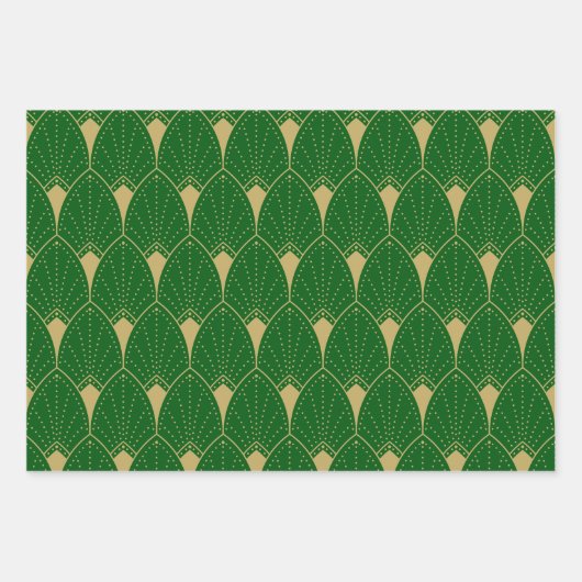 Art Deco Seamless Pattern gold and green Geschenkpapier Set (Vorderseite 3)