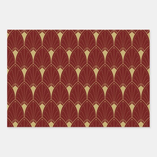 Art Deco Seamless Pattern gold and green Geschenkpapier Set (Vorderseite)