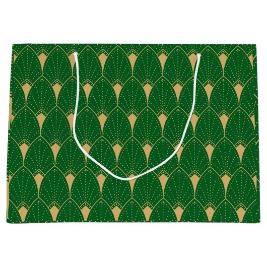 Art Deco Seamless Pattern gold and green Große Geschenktüte (Vorderseite)