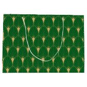 Art Deco Seamless Pattern gold and green Große Geschenktüte (Rückseite)