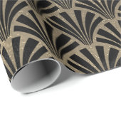 Art Deco Seashell Scale Black Imitats Champaigne G Geschenkpapier (Rolleneckpunkt)