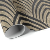 Art Deco Seashell Scales Black Sepia Gold Geometri Geschenkpapier (Rolleneckpunkt)