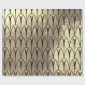 Art Deco Seashells Scales Black Sepia Gold Geschenkpapier (Flach)