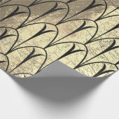 Art Deco Seashells Scales Black Sepia Gold Geschenkpapier (Ecke)