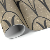 Art Deco Seashells Scales Black Sepia Gold Geschenkpapier (Rolleneckpunkt)