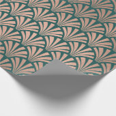 Art Deco Seashells Scales Rose Gold Kupfer Aquamar Geschenkpapier (Ecke)