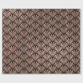 Art Deco Seashells Scales Rose Gold Kupfer Schwarz Geschenkpapier (Flach)